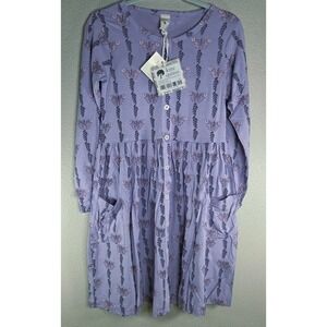 Kate Quinn Long Sleeve Button Front Pocket Dress Butterfly Vine‎ Bamboo 8Y NWT
